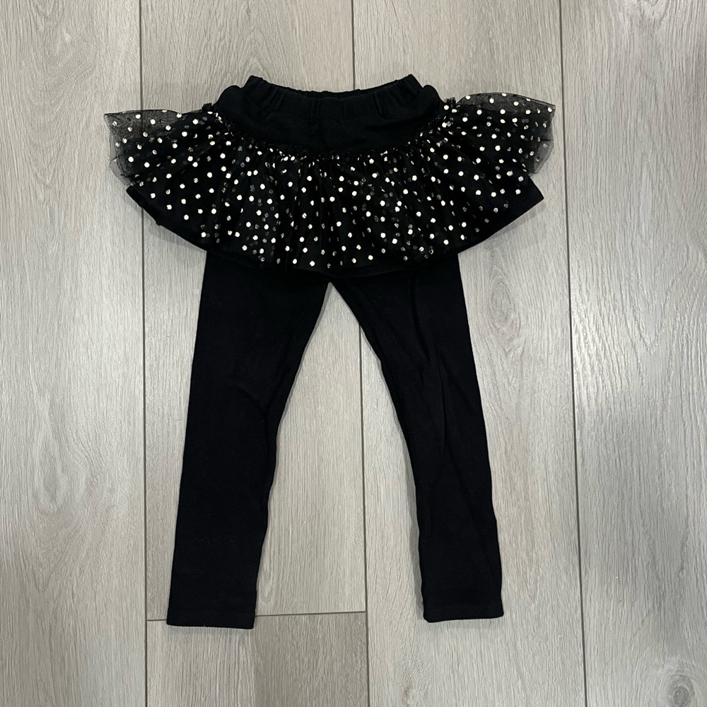 Black Polka Dot Tutu Leggings for Kids